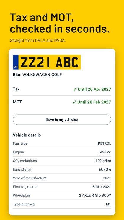 Roadworthy showing a car's tax and MOT, both valid